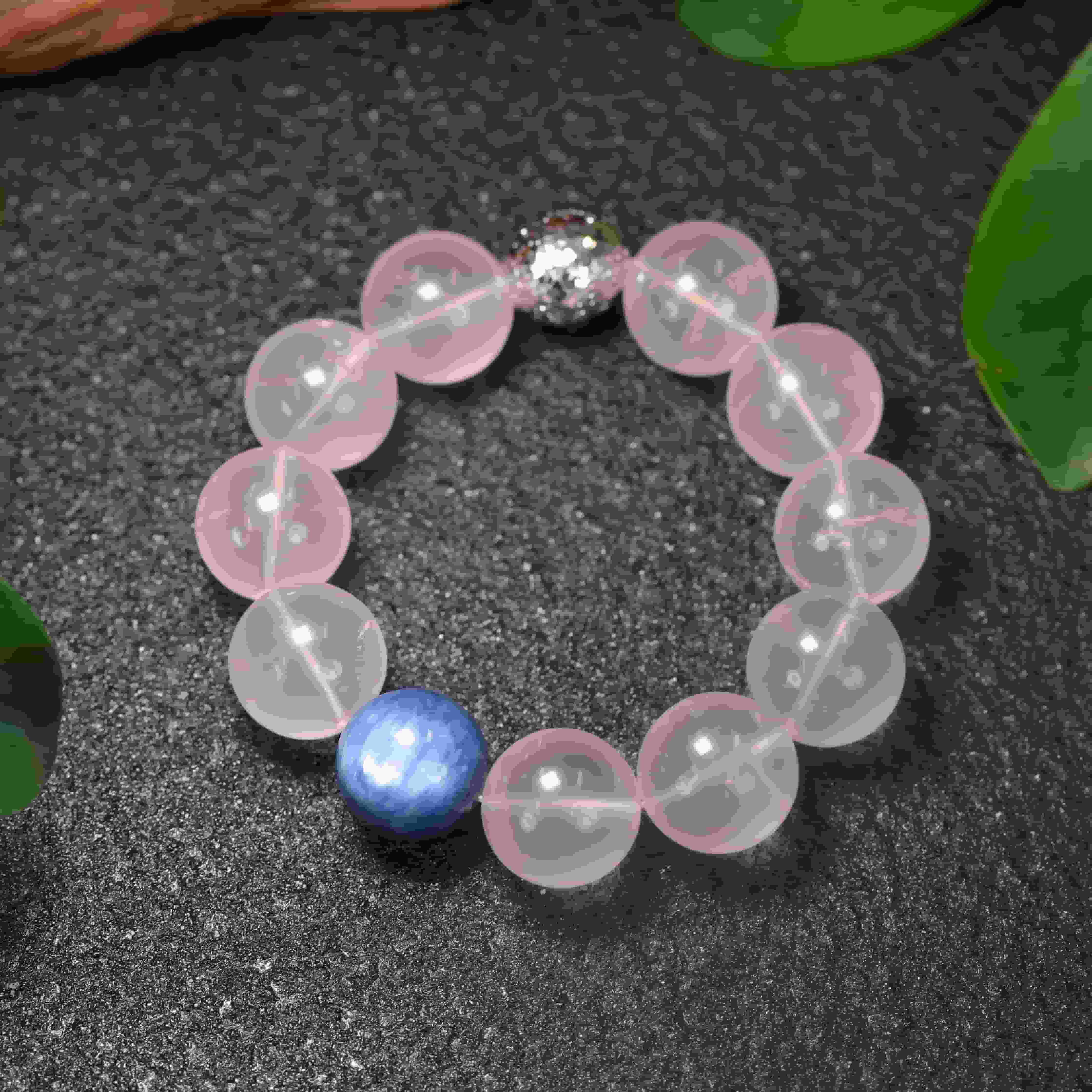 心轮圣殿｜莫桑比克 六芒星光粉晶 手串 