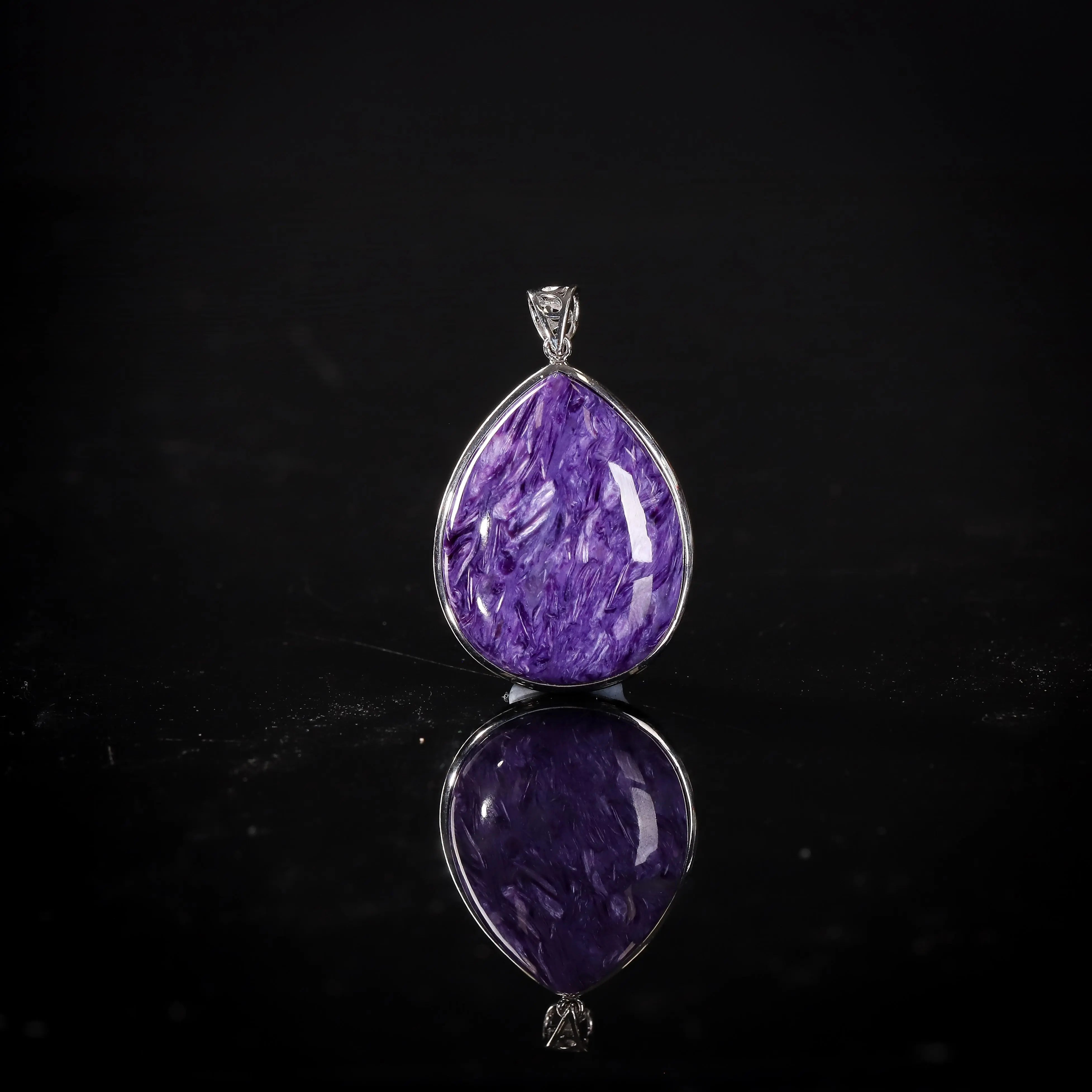 精品紫龙晶银包边水滴吊坠 MEIHAO LIMITED